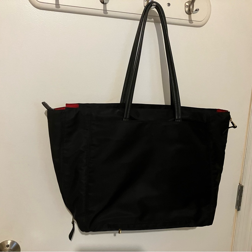 Black Tote Bag Canvas Wide Opening